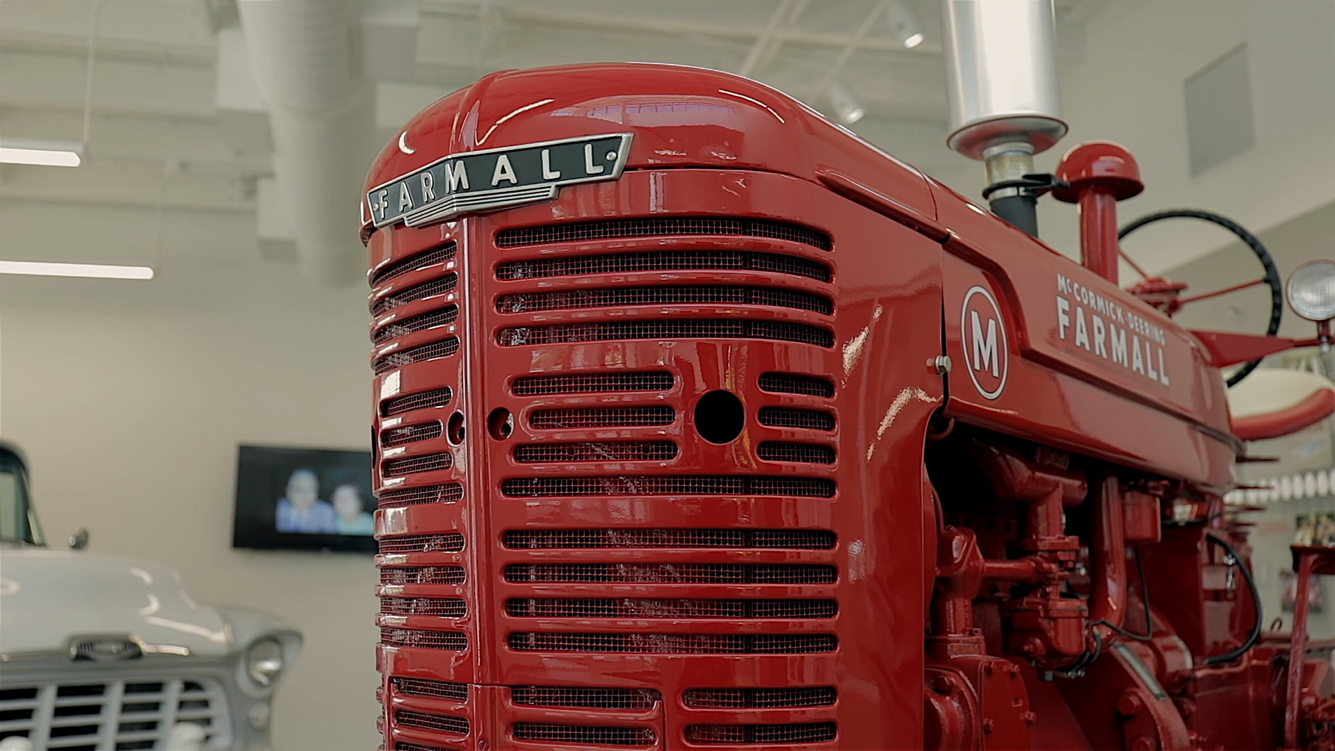 McCormick Deering Farmall tractor in Rose Acre Farms main office lobby.